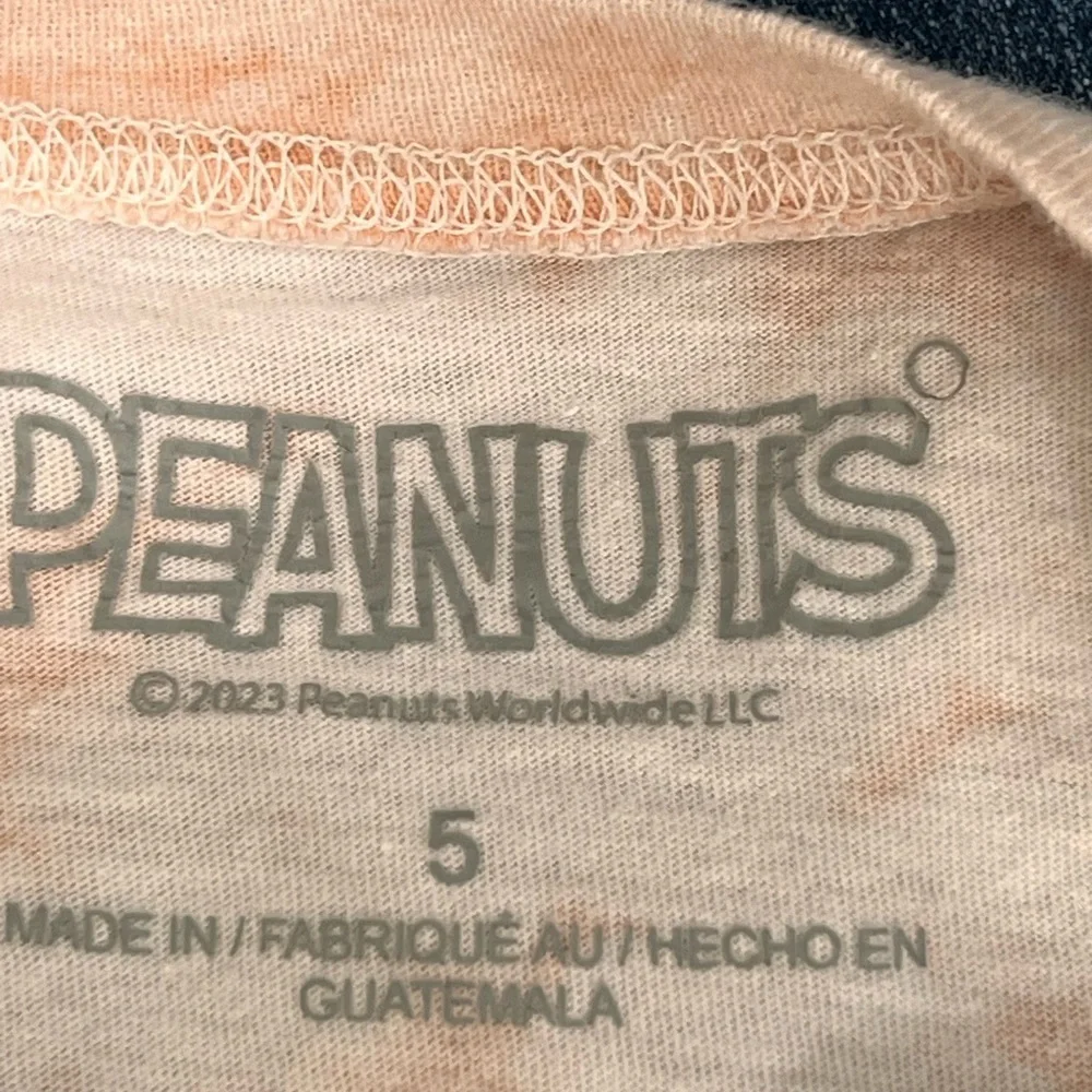 Snoopy with Sunflower Boxy Fit Graphic Tee Peach Acid Wash size 5 Spellout